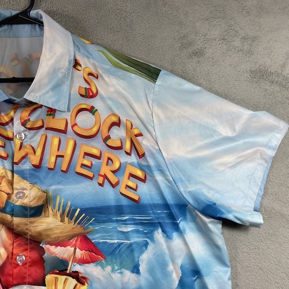 Colorful All Over Print Shirt Men 3XL Button Up Beach Tropical Hawaiian Casual - Picture 6 of 14